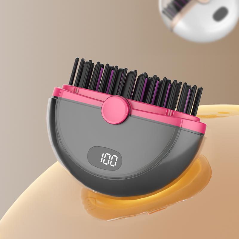 Mini Wireless Straightening Comb, Portable USB Charging, Three Temperature Settings, Smooth Styling, Travel Essential, Anti-Hot Teeth Design, Cordless Straightener