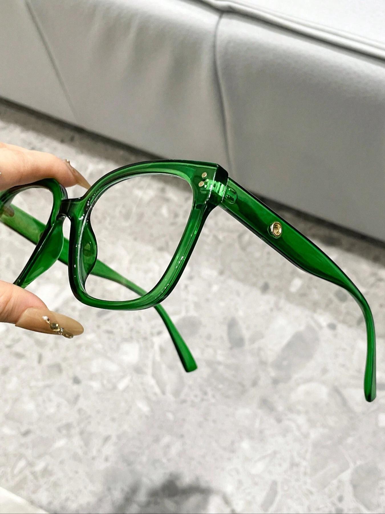 Women's Square Frame Fashion Decorative Blue Light Blocking Glasses, Casual Metal Frame Daily Accessory, All Seasons Wear