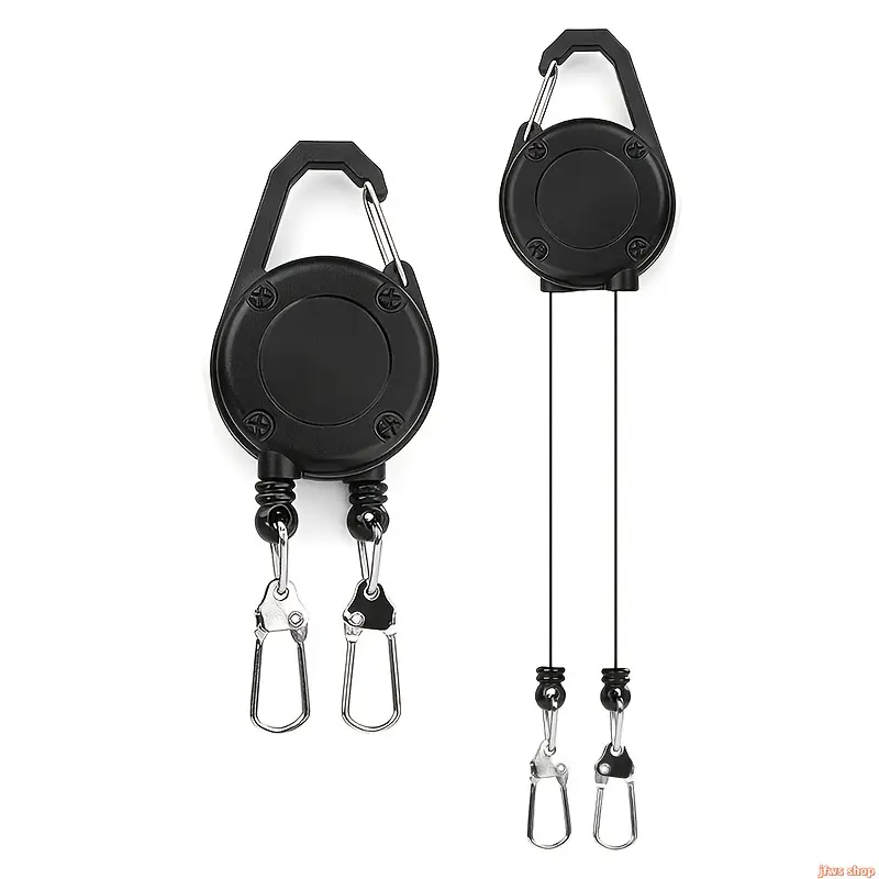 Retractable Dual-Head Keychain & Badge Reel, 2-Pack Heavy Duty Spring Extension Cord with High-Elastic Nylon Rope – Anti-Loss ID Badge Holder for Work, Keys, Backpack Zipper Pulls & Fishing Gear