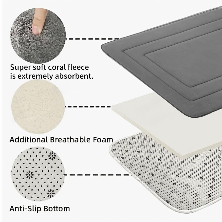 Memory Foam Bath Mat, Shower Rugs, Nonslip Shower Mat, Vintage Absorbent Non-Slip Rug, Absorbent Foot Mat, Waterproof Long Strip Floor Mat, Comfortable Standing Pad, Bath Mat For Tub Non Slip for Living Room, Bedroom, Bathroom, Kitchen, Office