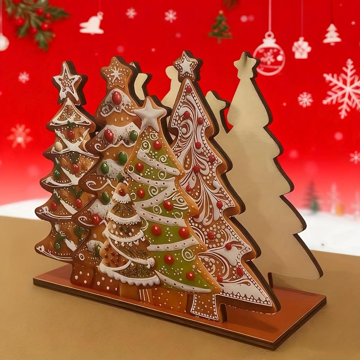 2D Flat Wooden Christmas Decor Plaque Party Wreath Ornament Perfect Holiday Gift Home Decor Classic Christmas Tree Napkin Holder Cute Wooden Cocktail Tissue Dispenser Modern Farmhouse Tissue Storage Tabletop Decoration Festive Tableware
