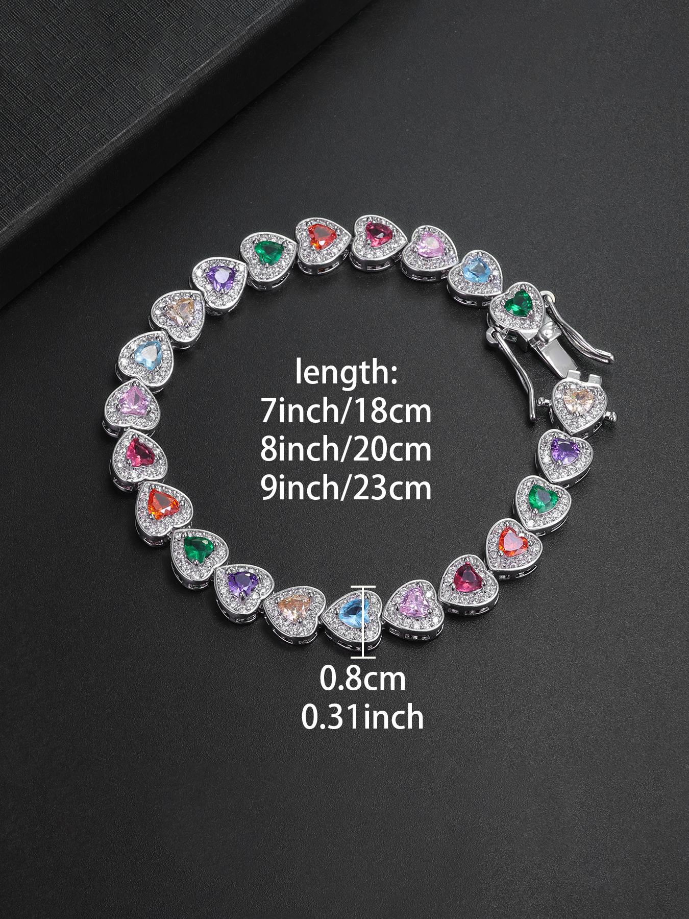 1PC ICED CHICS colorful heart-shaped bracelet, Exquisite Bracelet, an elegant and noble bracelet. Give it to your mother or partner. It's beautiful and fashionable, enhancing your temperament