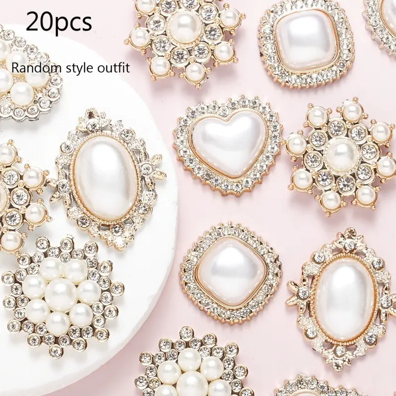20pcs White Decorative Patches Heart Shape Snowflake Squares for Jewelry Making Fashion Decoration, Bows, Headdresses, Clothing And Crafts Additions Random Shape