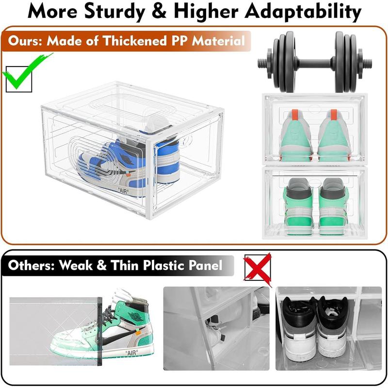 7CODE Thicken & Sturdy 6/8/9/10 Pack Thicken Shoe Organizer Stackable,Shoe Containers For Sport Sneaker Display,Upgraded Sturdy Shoe Storage Box,Plastic Shoe Box,White…