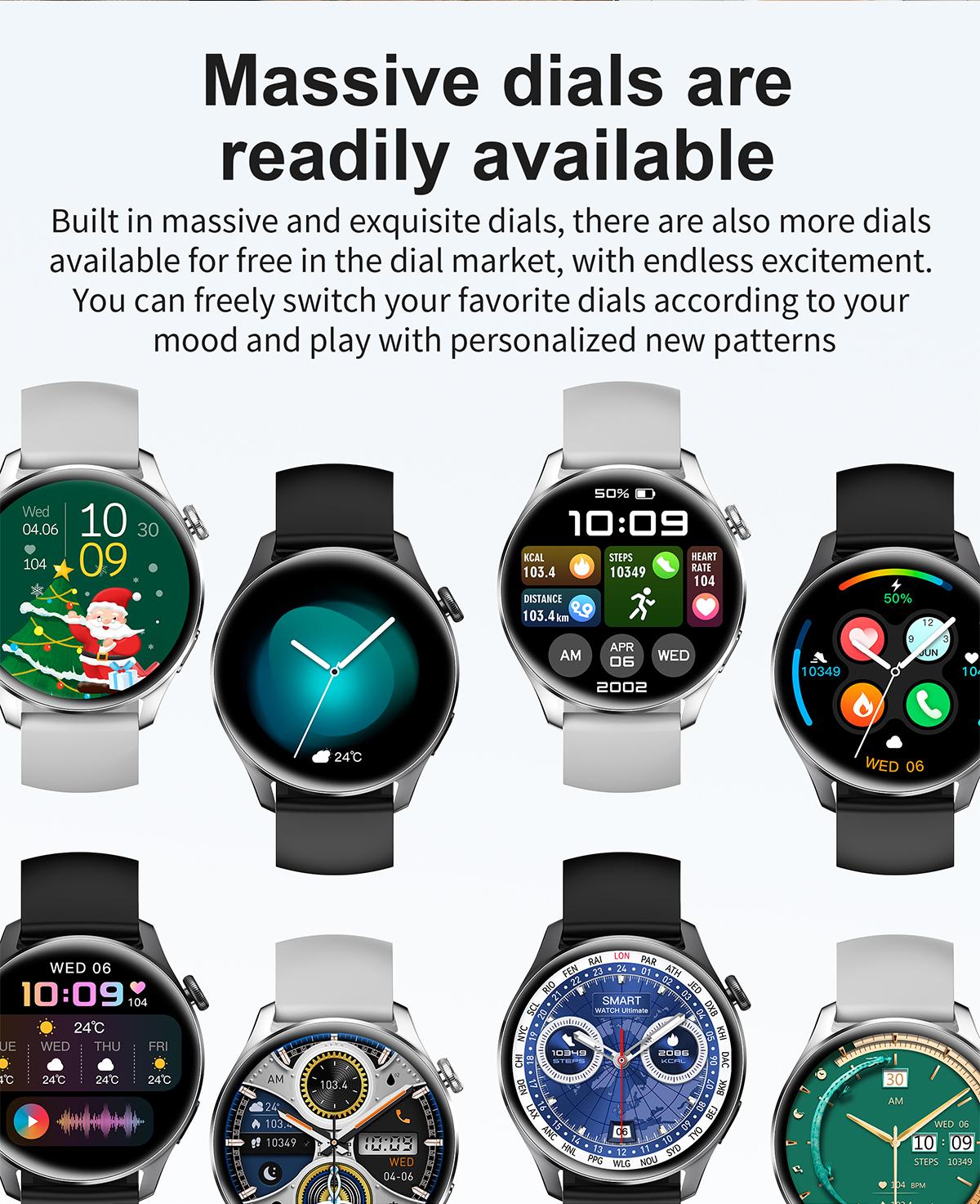 High-value smart watch, 1.53-inch touchscreen with wireless calling, over 100 sports modes and watch faces, AI voice assistant, compatible with Android and iPhone watches, fitness watch wearable device, ceramic resin strap waterproof watch.