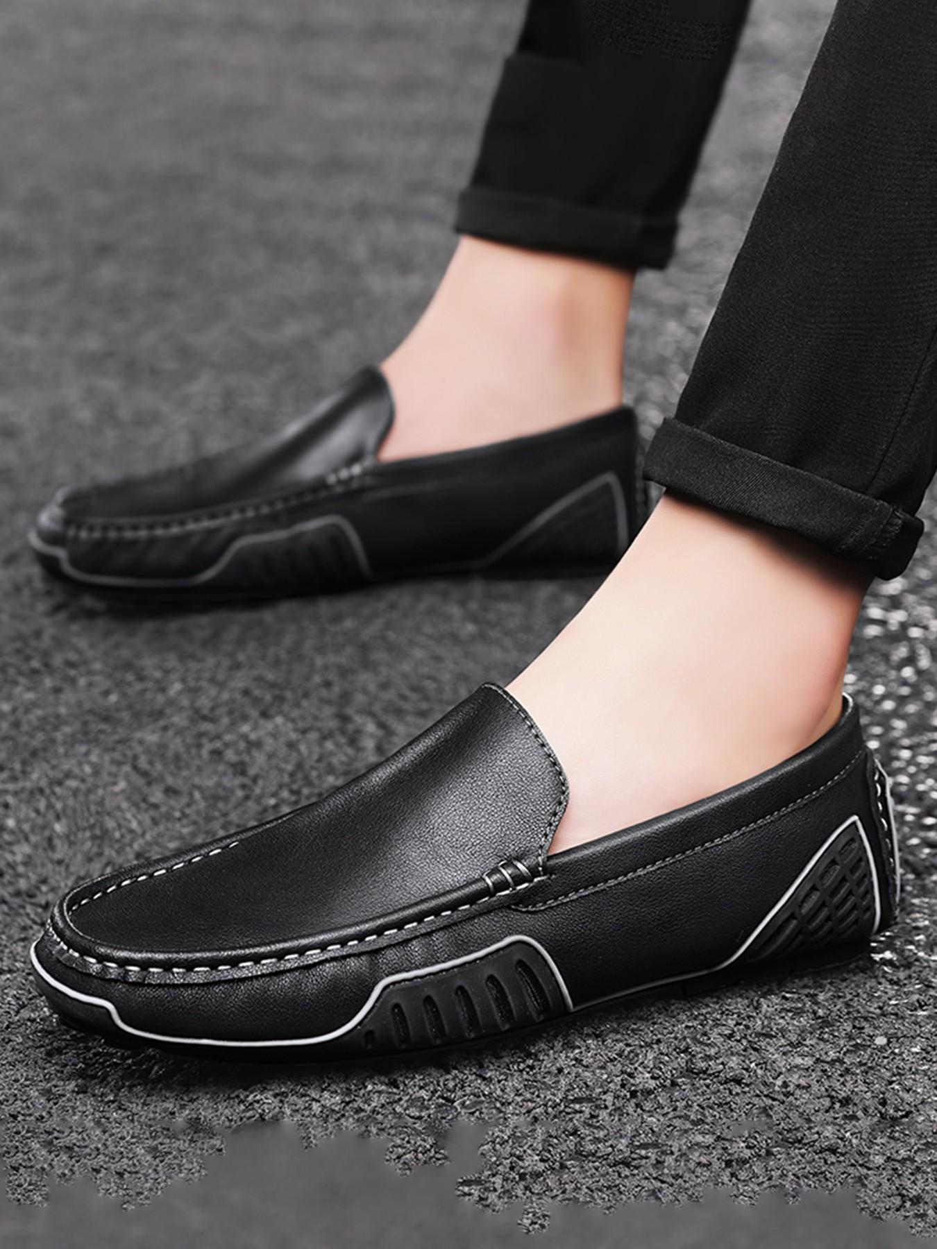 Men's Loafers, High-Quality Leather Upper, Flat Slip-On Men's Shoes, Fashion Casual Walking Shoes, Perfect for Weddings and Parties, Fashionable Loafers