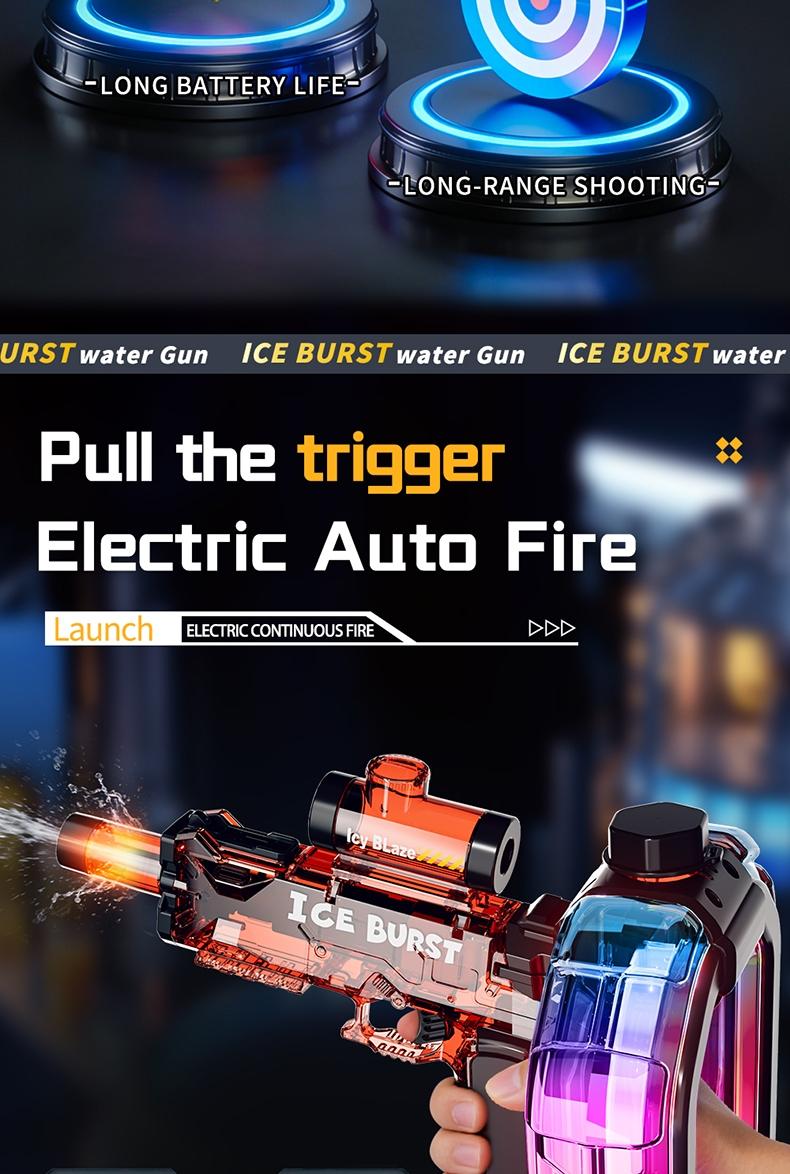 Electric Water Gun with LED Light, Automatic Squirter, Dazzling Outdoor Playtoy for Boys & Girls, Ideal Summer Accessory