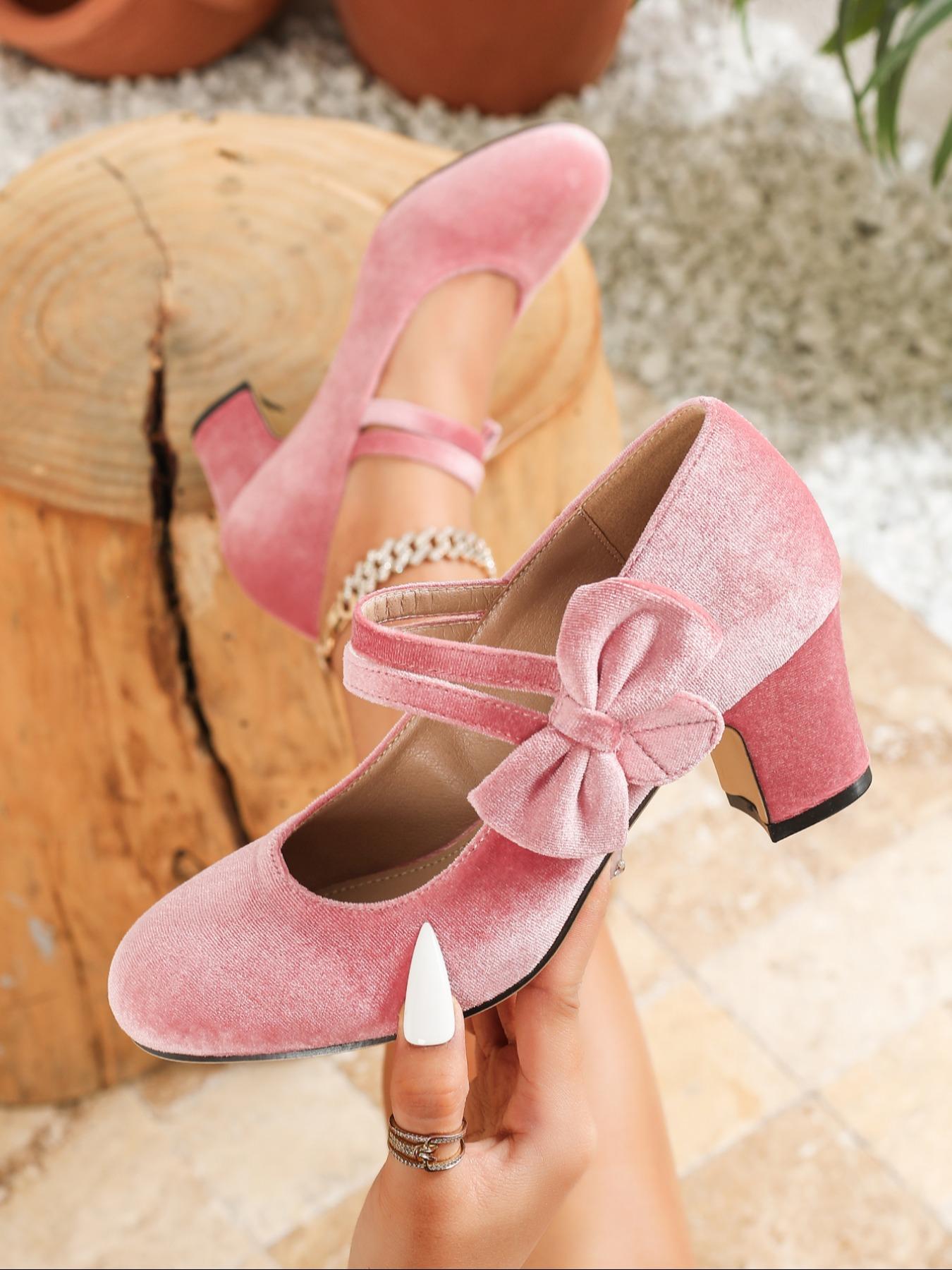 Women's Elegant Bowknot Design Mary Janes Pumps, Fashionable Solid Color Round Toe Thin Heels for Party, Daily Clothing Decor for Women & Girls, Classy, High Heel