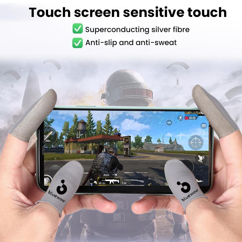 BlueWow Superconductive Silver Fiber Gaming Finger Sleeves Ultra-Stretchy Durable High Sensitivity Sweat-Proof Protection Thumb Grip for Mobile Game Controller BlueWow Superconductive Silver Fiber Gaming Finger Sleeves Ultra-Stretchy Durable High Sensitivity Sweat-Proof Protection Thumb Grip for Mobile Game Controller