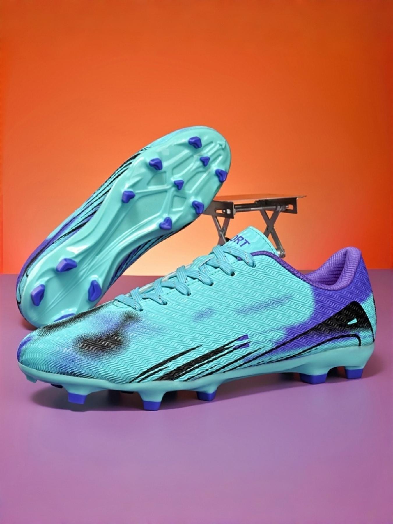 1 Pair Parent-Child White Pink Color Block Football Cleats | Breathable Mesh | Enhanced Traction | Eye-Catching Design | For Soccer Training & Matches | Trending