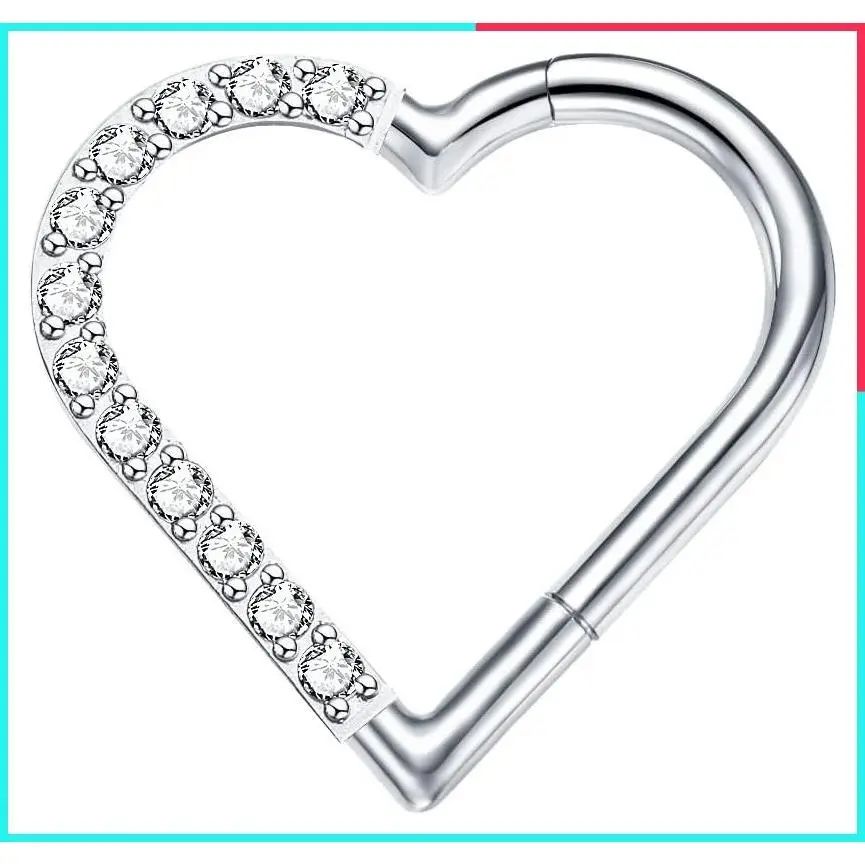 16G G23 Titanium Heart Clicker Earring for Women - Daith Cartilage Tragus Piercing Jewelry