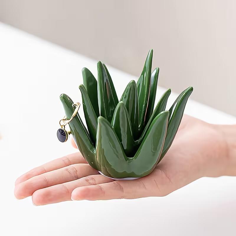 Cactus Aloe Ring Holder Tray, Jewelry Storage Display Stand, Jewelry Holder Organizer, Home Office Desk Decor, Perfect Gift for Women, Friends, Mom, Jewelry Storage Unit