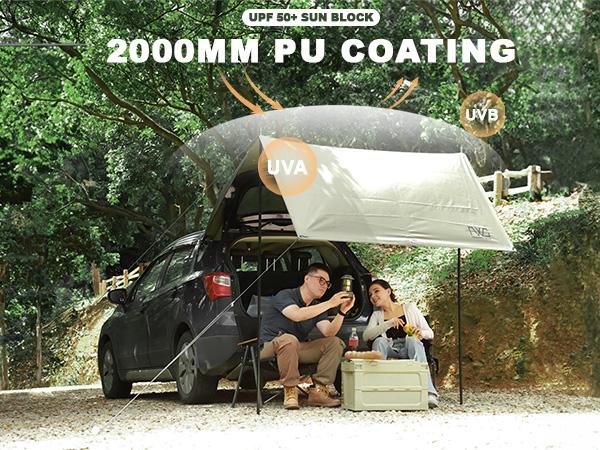 FEIWOOD GEAR Car Awning for SUV, 10 x 5.6 FT Van Truck Awning for Camping, Needn't Roof Rack Hardwares Waterproof UV50+