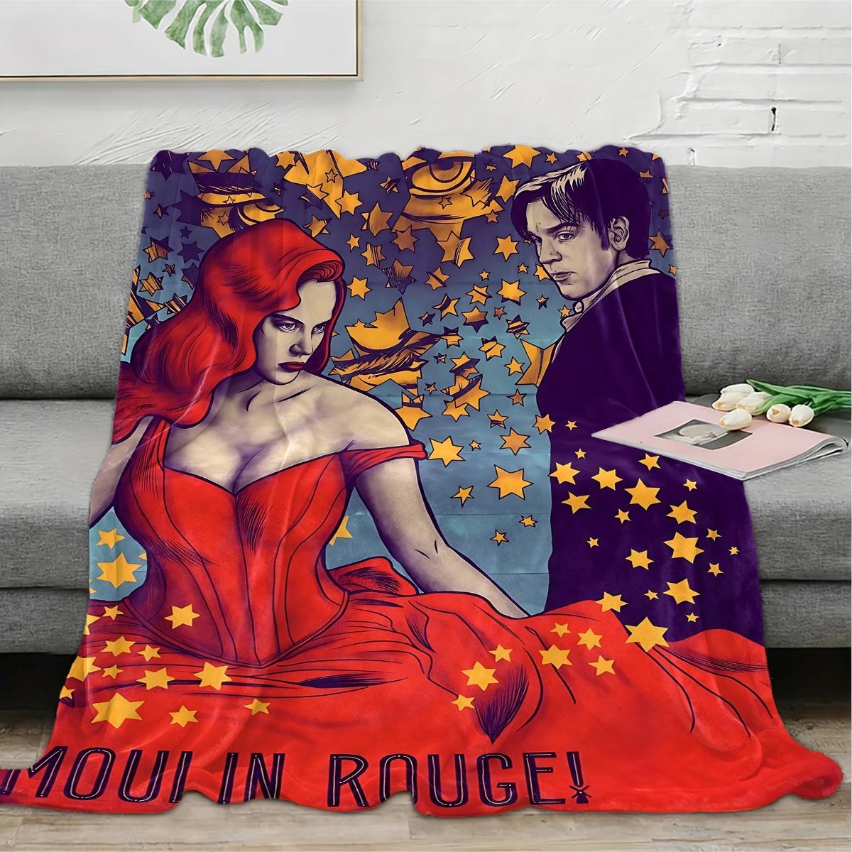 Moulin Rouge brainstorm  flannel blanket, exclusive gift for home, office, camping travel, personalized pattern design, modern style, soft texture