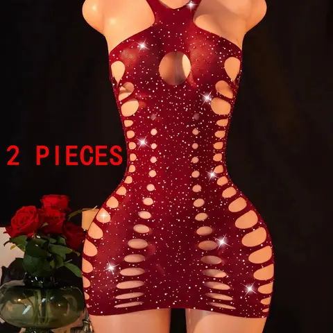 Women's Sexy One-Piece Dress, Stretchy Bodycon Fit, Cutout Sheer Lingerie, Exotic Round Cutout Nightclub Party, Elegant Evening Wear, Elegant Classy Flattering