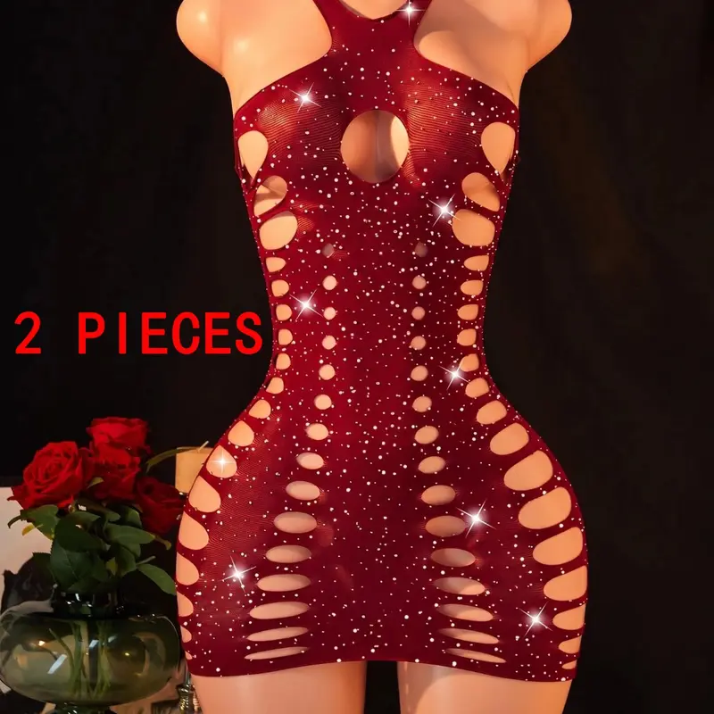 Women's Sexy One-Piece Dress, Stretchy Bodycon Fit, Cutout Sheer Lingerie, Exotic Round Cutout Nightclub Party, Elegant Evening Wear, Elegant Classy Flattering