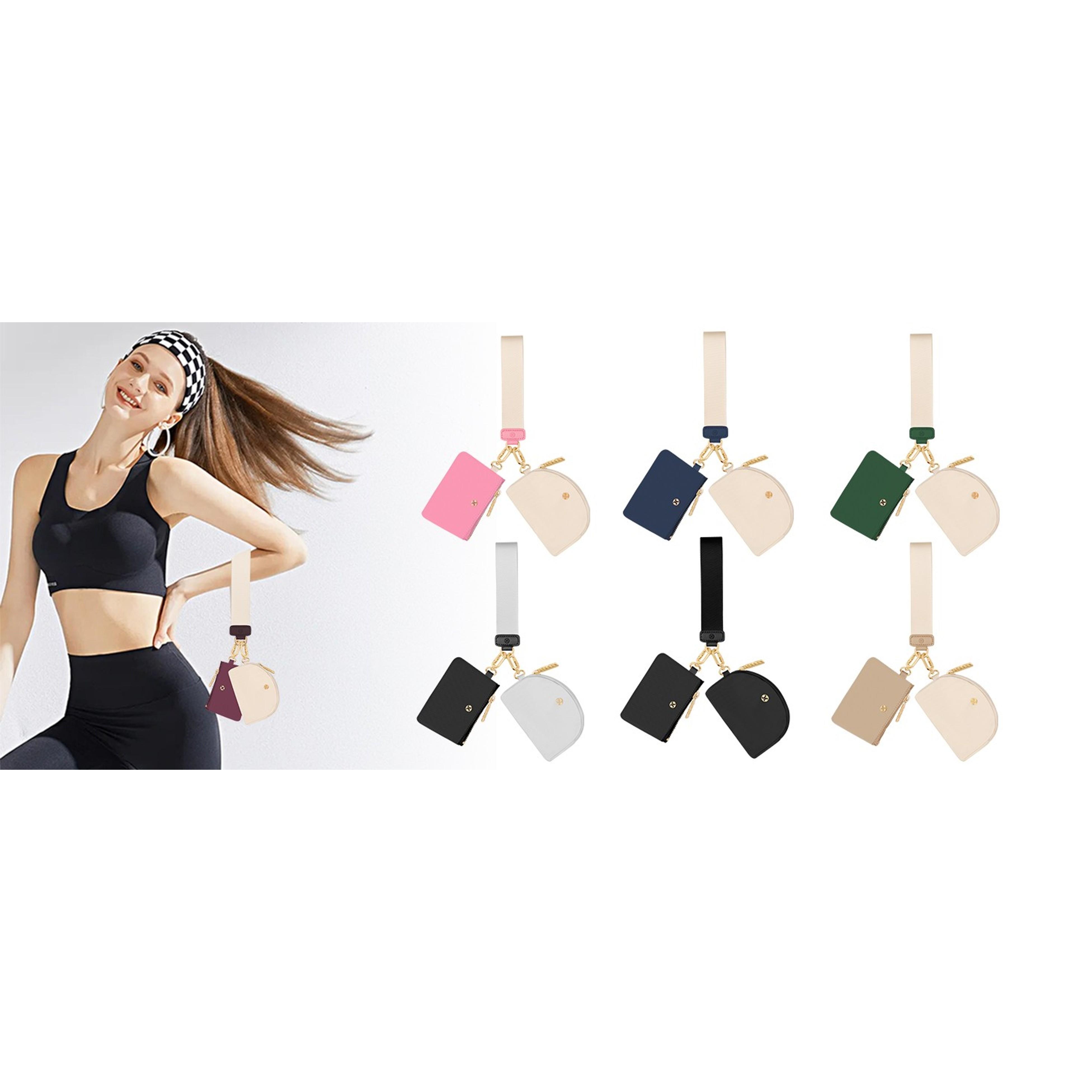 Keychain Wallet, Detachable Dual Pouch Wristlet Wallets for Women Men, Portable Mini Zip Around Small Wallet Coin Purse