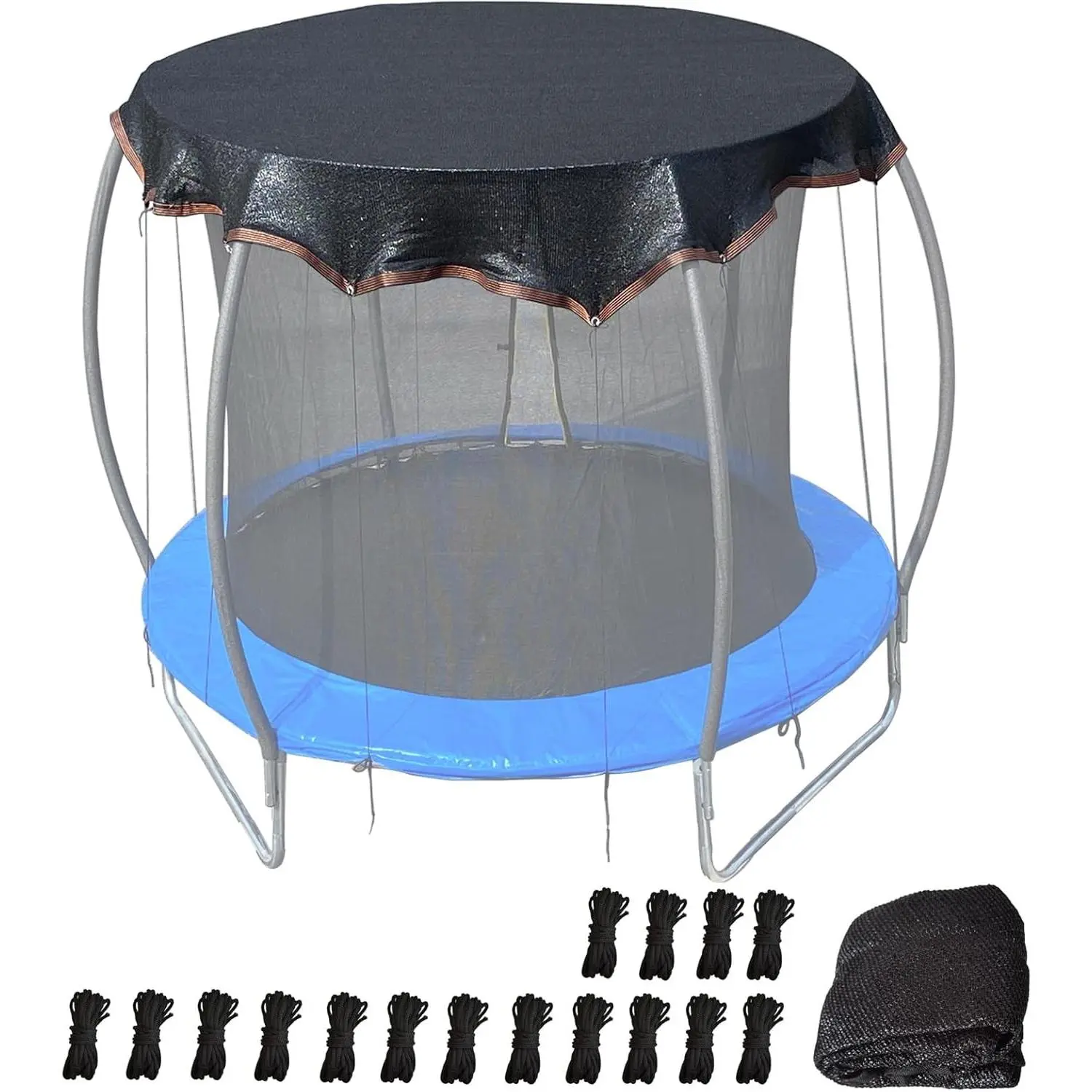 14FT Round Heavy-Duty Trampoline Shade Cover, Round Shape Tent Type, Sun Protection, Leaf Blocking, Easy Installation for Backyard Playground (Tent Only)