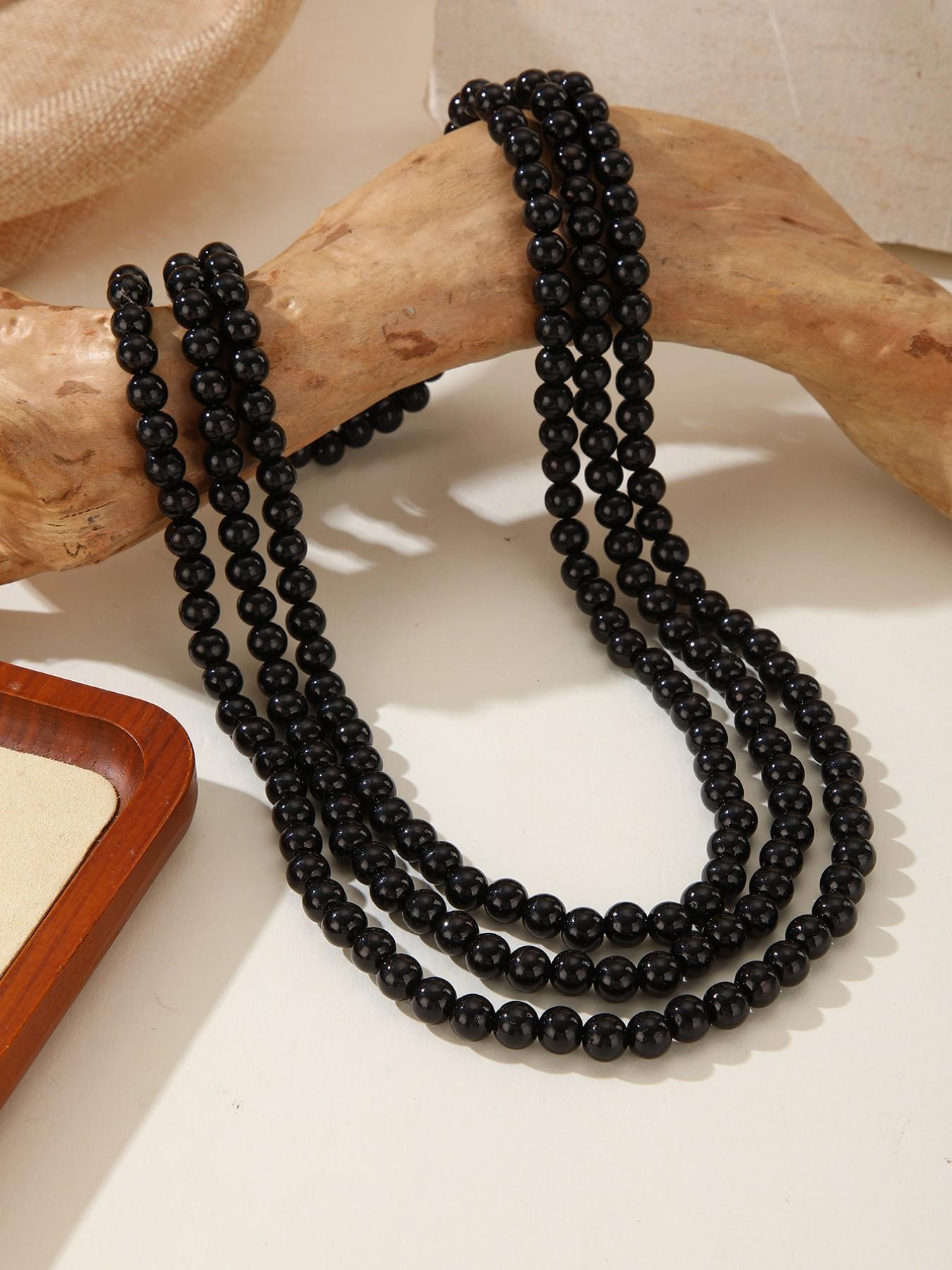 Elegant Vintage Adjustable Multi-Layer Pearl Necklace, Long Beaded Costume Jewelry for Women, Perfect for Weddings and Daily Wear