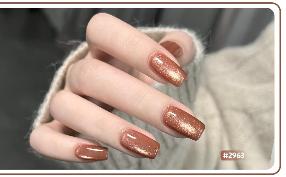 GAOY Sunlight Spilling Cat Eye Gel Nail Polish Set with Magnet, Sliver, Brown, Pink, Coral Holographic Cat Eye, Salon Gel Manicure and Nail Art DIY at Home