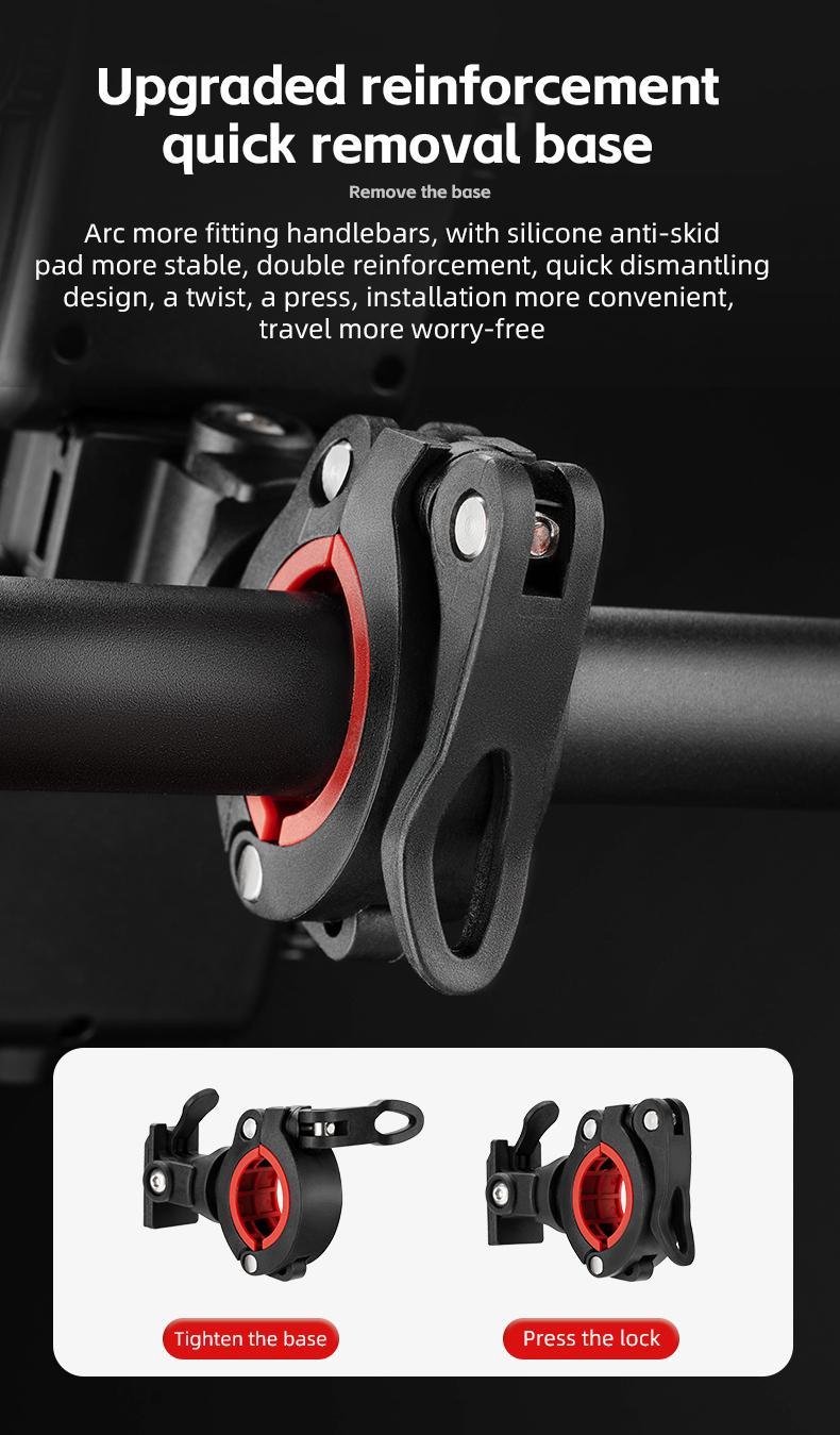 ROCKBROS Bike Phone Holder- Adjustable Motorcycle Phone Mount Handlebar Clip for Bicycle Scooter, Cell Phone Clamp for 4.1" - 6.7" Smartphones iPhone 14 Plus/Pro Max, 13 Pro Max, S9, S10 and More