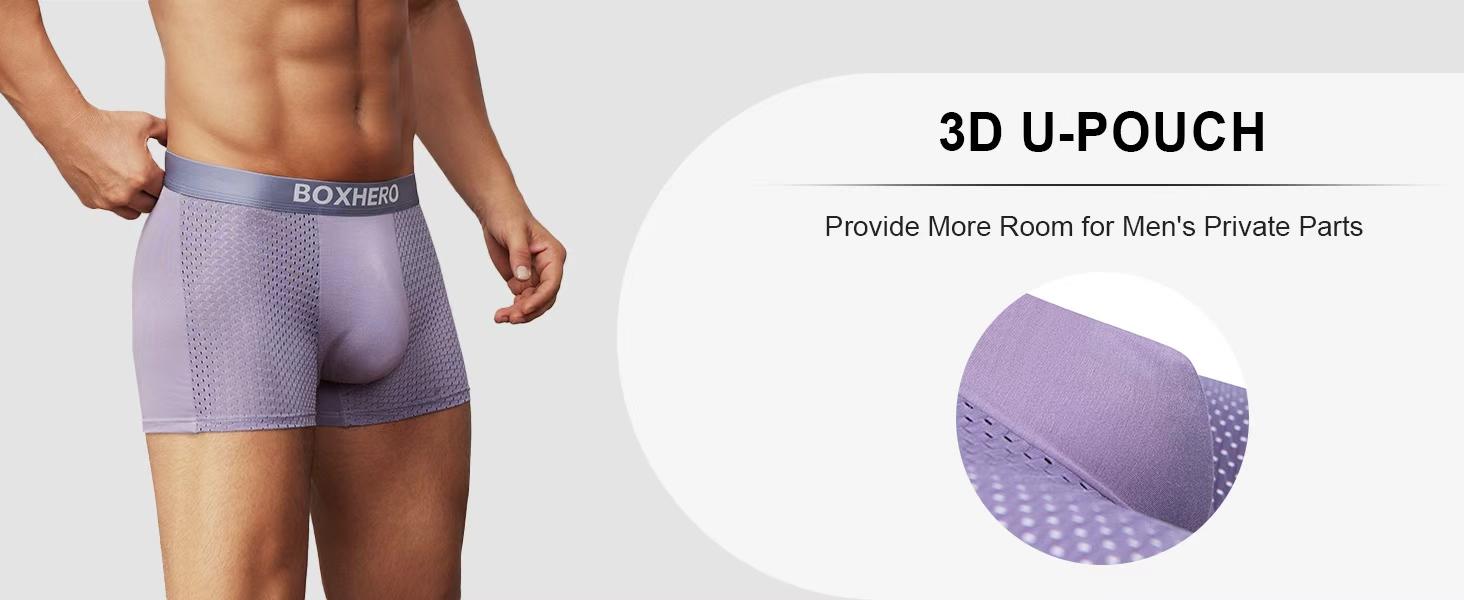 Men's 2026 Upgrade 100% Bamboo Boxer Briefs Pack - Breathable Menswear Underwear with 3D Pouch, 2025-8 Mixed Color Comfortable Men's Underwear, 100% Bamboo Men's Boxer Briefs