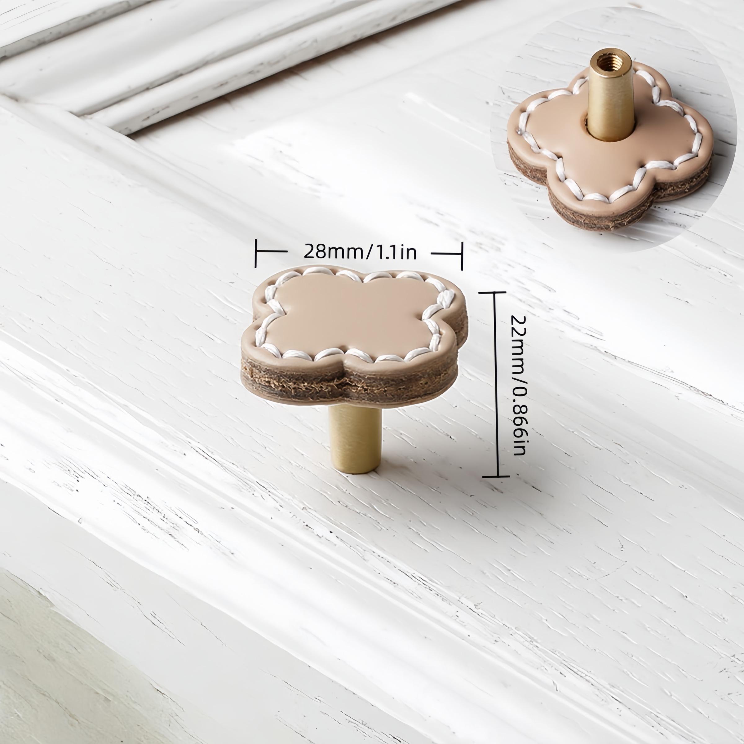 Leather Cabinet Handles Drawer Knobs, Furniture Kitchen Handles, Brass Cortex Pulls Knob, 1 Pack, No Ca Prop 65 Re