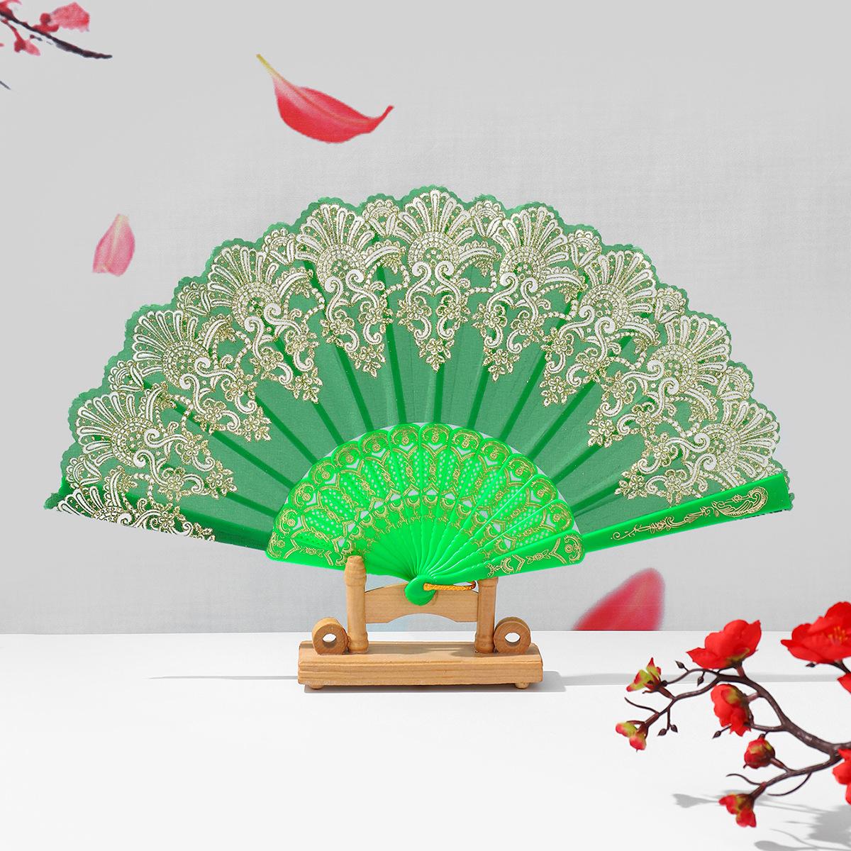 Chinese Style Folding Fan, Portable Folding Fan, Auspicious Cloud Pattern, Plastic Dance Foldable Hand Fan, Traditional Asian Design, Elegant Accessory