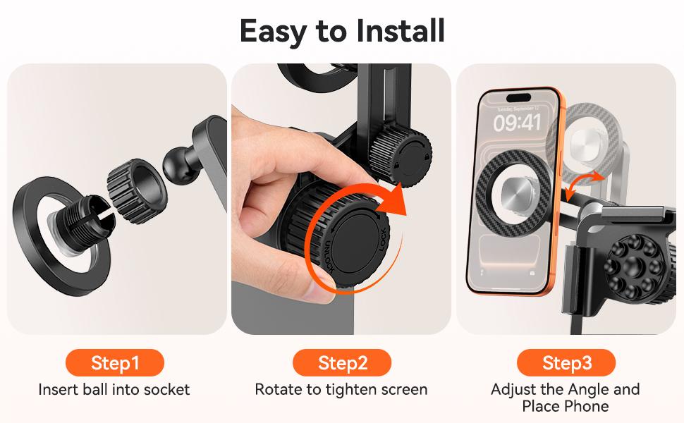 Tesla Phone Mount for Model 3/Y: [2026 Screen-Safe Suction] for Tesla Model 3/Y/Juniper/Cybertruck Accessories for Magsafe Car Mount,Fit for iPhone 12-17 Series and Magsafe Cases