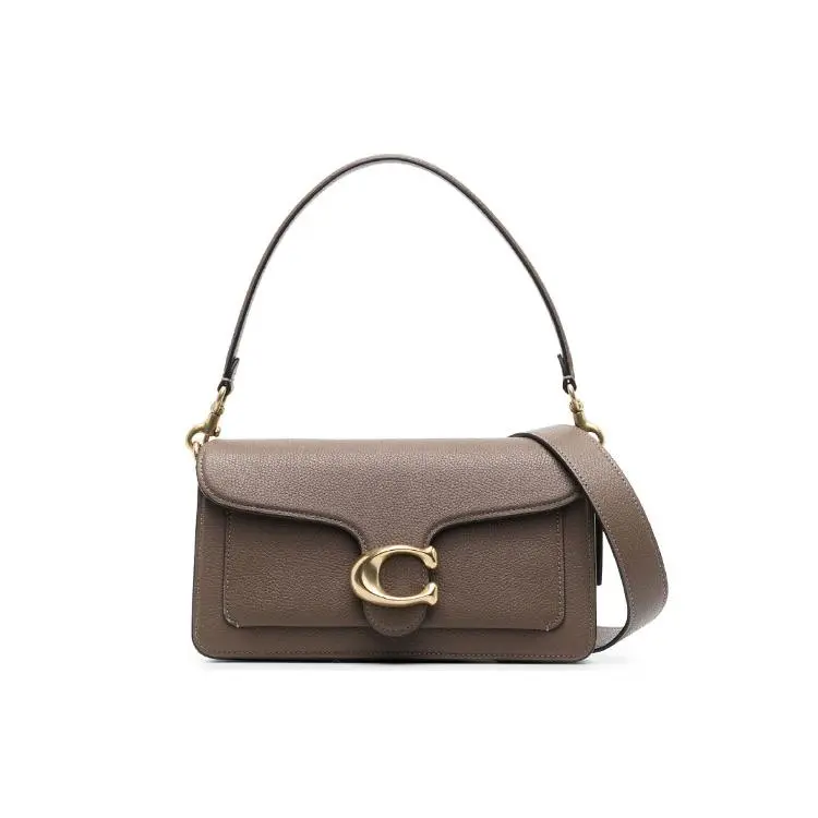 COACH Tabby 26 Top-Handle Crossbody Bag for Women – Polished Texture Leather, Medium Size, Dark Brown
