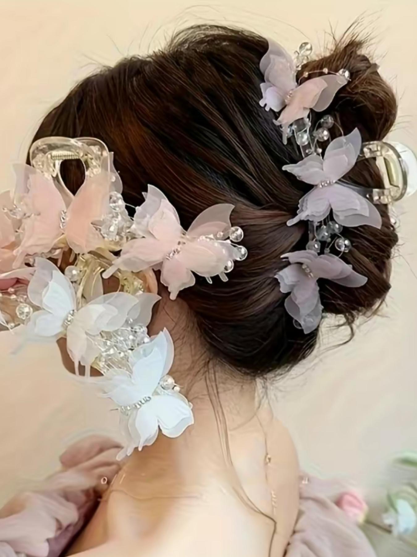A fashionable and elegant butterfly pattern hair claw headband, suitable for daily wear, vacation and dating occasions, and also a surprising and exquisite small gift.