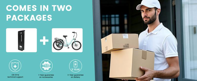 MOONCOOL MC 350 Electric Trike, 24/26 Inches 7 Speeds 3 Wheels Electric Bikes for Adults, 350W Motorized Electric tricycle with 10.4Ah Removable Battery 16MPH