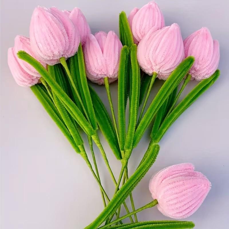 584 Piece Tulip Chenille Stem Set for Arts and Crafts, Colorful Decorative Flowers for Weddings and Festivals, Ideal Gift for Birthdays and Holidays