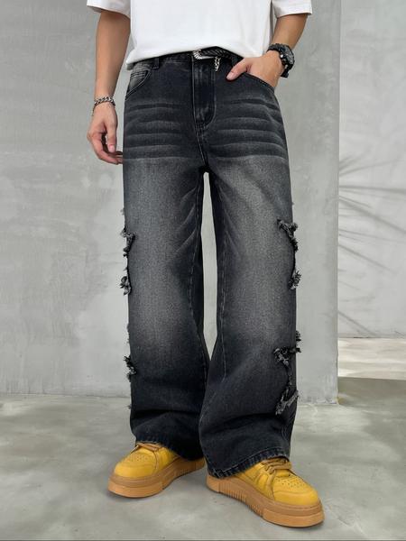 Men's Vintage Loose-Fit Straight Leg Jeans, American Street Style Denim Jeans, Perfect Gift for Husband Boyfriend, All Seasons Wear