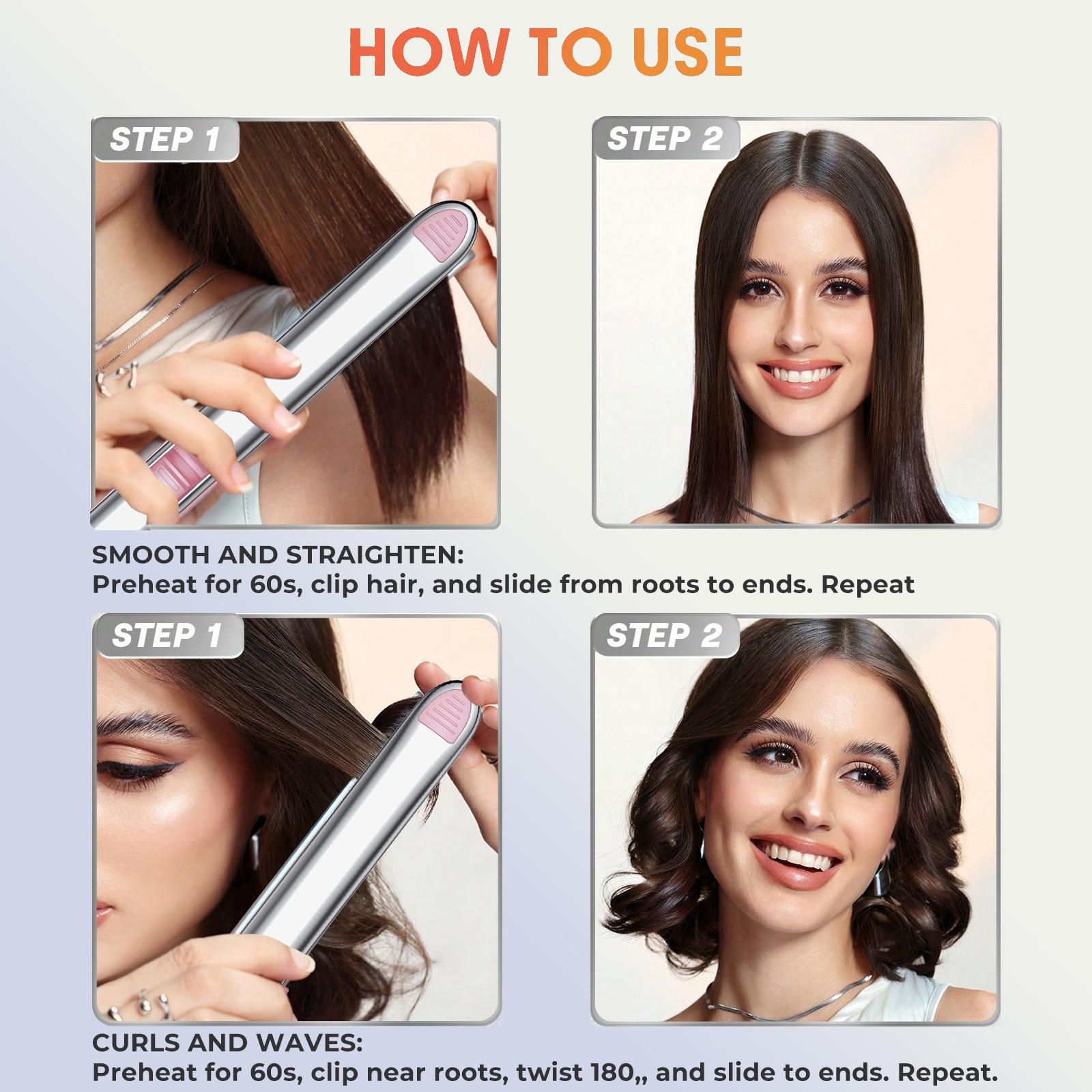 Professional Flat Iron Hair Straightener, Titanium Hair Straightening Ionic Fast Heating Hair Tools, 2 in 1 Hair Straightener Hair Curler, Hair Styling Tools for Women, Gift