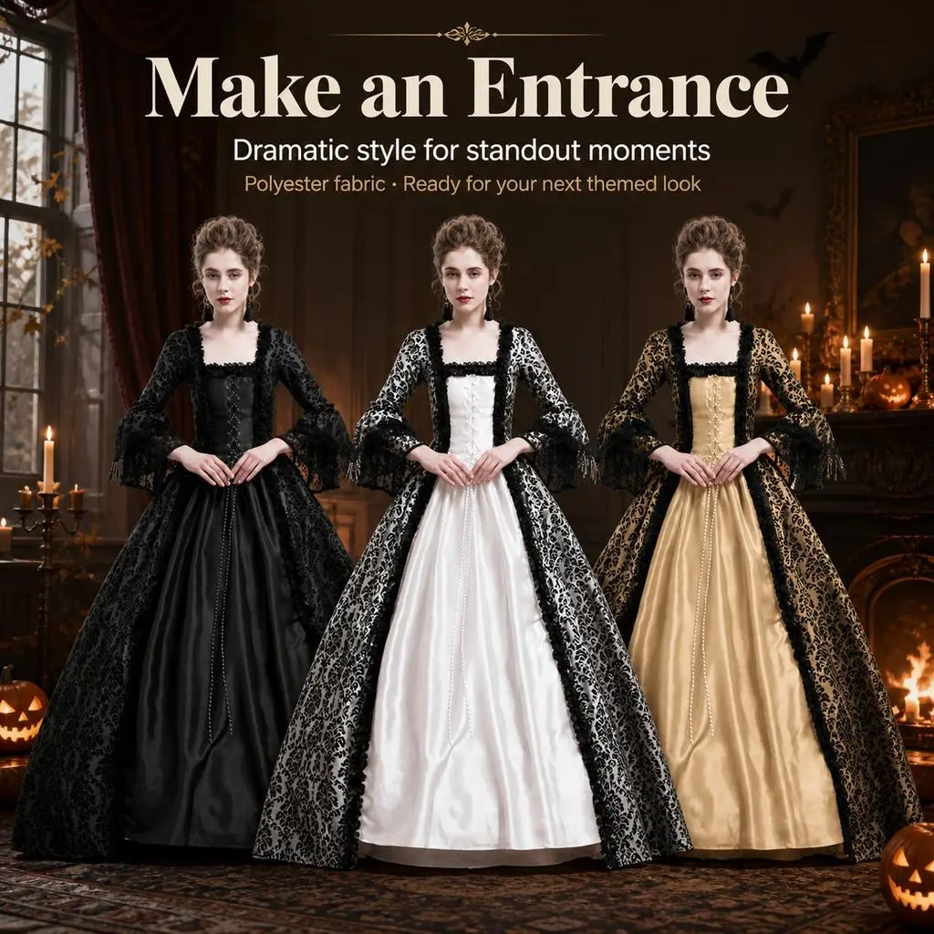 Women's Rococo Renaissance Court Dress - Square-Neck Lace Overlay Floor-Length Ball Gown for Retro Banquets & Themed Events Formal Wear