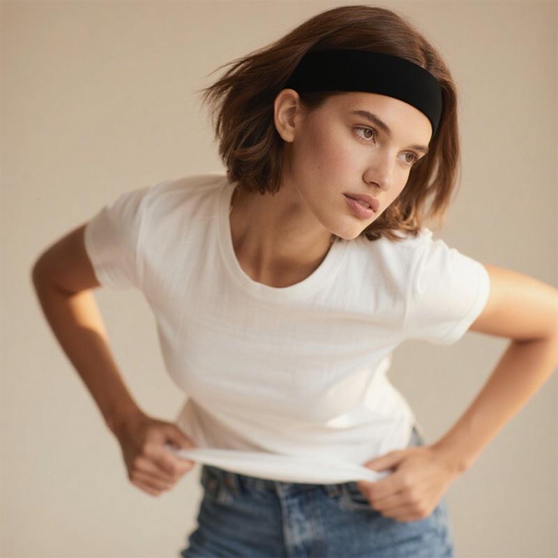 4 Pieces Minimalist Sporty Solid Color Hair Band, Elastic Wide Headbands - Solid Color Headscarf Style, Elastic Yoga And Exercise Straps, Summer 2024 Hair Accessories for Women & Men, Yoga Headbands | Casual Headwear | Elastic Fabric