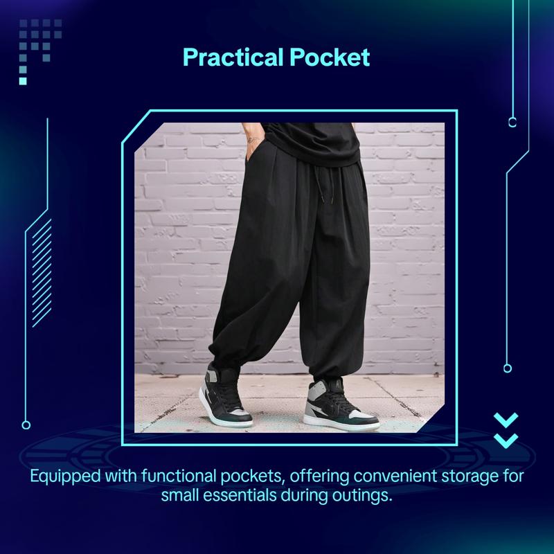 Men's Solid Color Drawstring Waist Pants, Loose Casual Comfy Breathable Pocket Jogger Pants for Spring & Fall, Fashion Men's Bottoms for Daily Wear