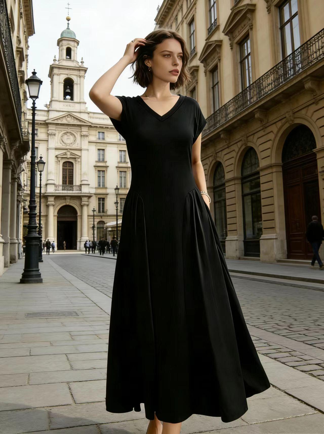 Solid Color Fashion Plus Size Short Sleeve Dress, Stylish Casual Wear for Women, Comfortable and Trendy Summer