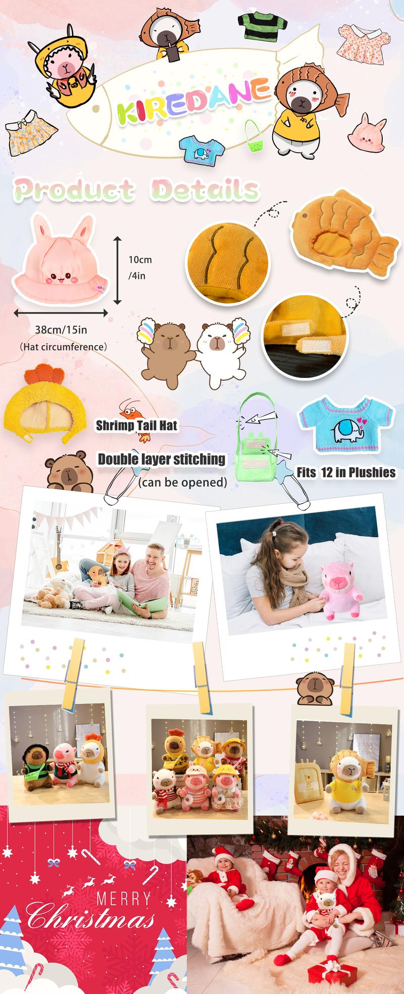Capybara Plush with 9 pcs Clothes & Accessories, 10.2 in Cute Capybara Stuffed Animal Plush Toys, Little Gifts for Girls