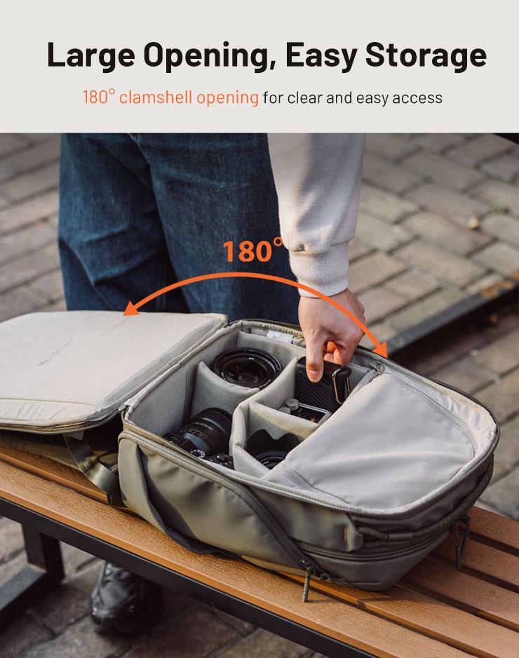 PGYTECH OneGo Lite Camera Backpack Water-Resistant DSLR/Mirrorless Bag for Sony/Canon/Fujifilm, Drone Backpack, Tripod Mount Travel & Weekend Photography Pack for 14" Laptop Photographic Kit