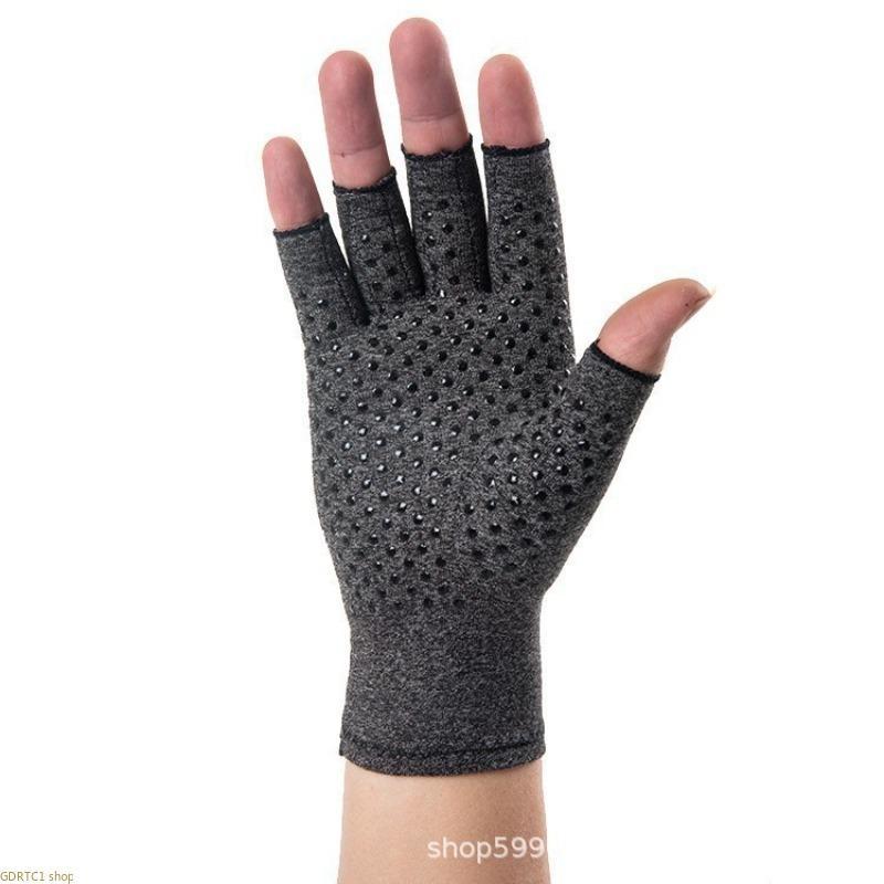 Unisex 2PCS Compression Half-Finger Joint Support Gloves - Gray, Breathable Fabric, Snug Fit, Grip-Enhanced, Non-Slip Palm Padding, Targeted Compression Tech for Gym Workouts, Training, Gym Sessions