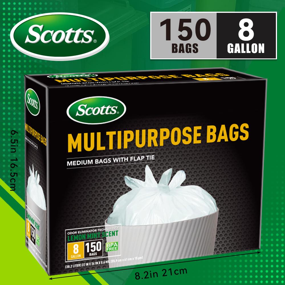 Scotts 8 Gallon Boxed Disposable Non Tear Puncture Tear Resistant Trash Bags, Deodorization And Odor Absorption Technology Kitchen Garbage Bags, Fresh Clean Scent With Lemon Scent, Multipurpose Easy To Usedrawstrings More Durable