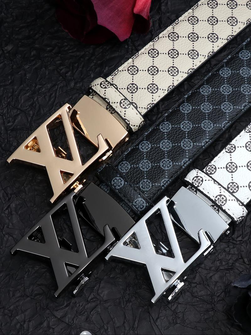Men's Alloy Automatic Buckle Belt, Casual Fashion Print Waistband, High-End Lightweight Design, Versatile Pants Strap, All Seasons, Stylish Belts Men's Alloy Automatic Buckle Belt, Casual Fashion Print Waistband, High-End Lightweight Design, Versatile Pants Strap, All Seasons, Stylish Belts