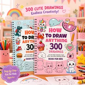 How to Draw 300 Cute Animal Food & Creative Patterns, DIY Drawing, Stress Relief, Coloring, Improve Imagination, Adult Student Gift, Perfect Christmas New year Gift, Doodle Books