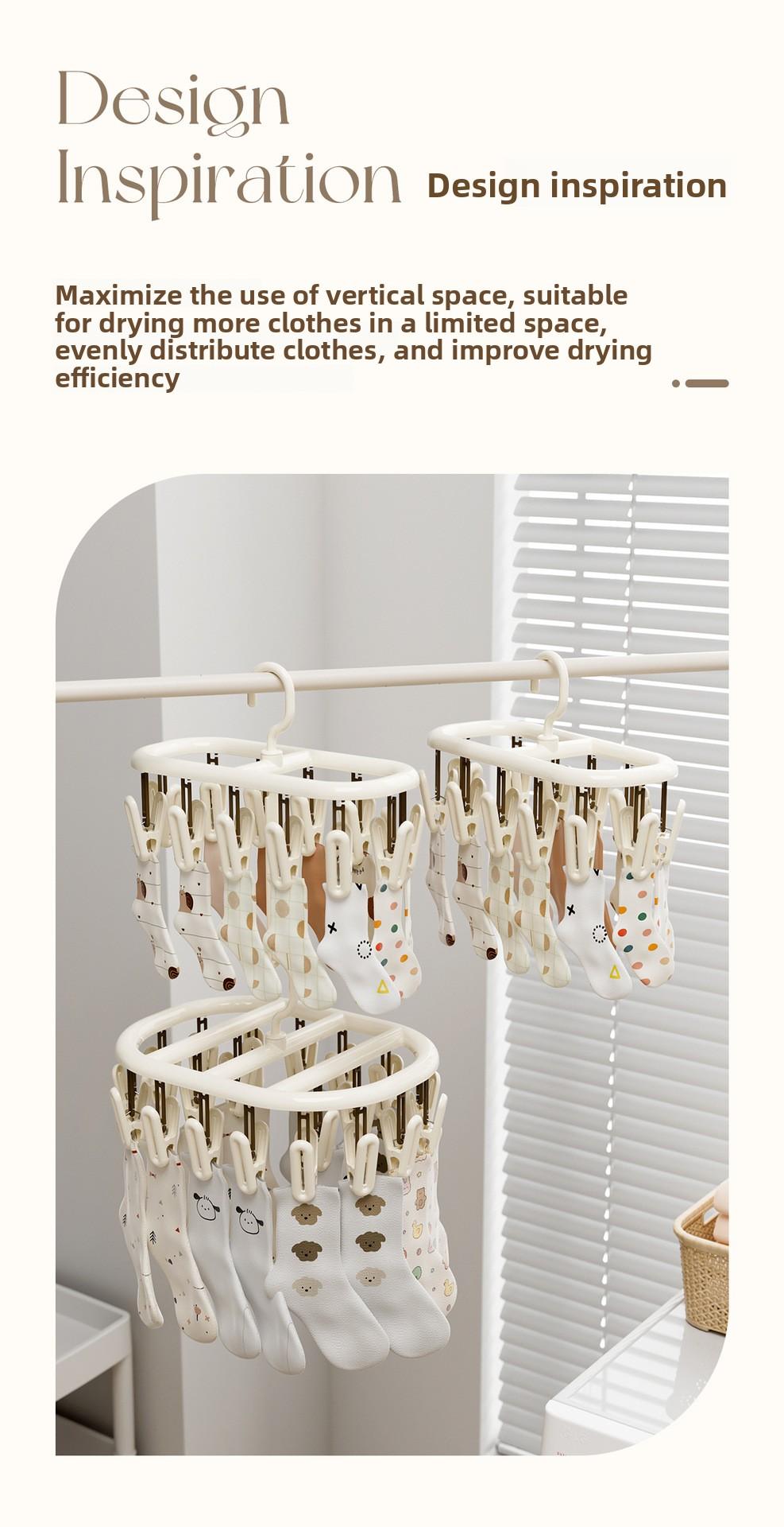 360-Degree Rotating Stackable Clothes Drying Rack for Home Use, Socks, Towels, Baby Scarves, Clothes Drying Clips
