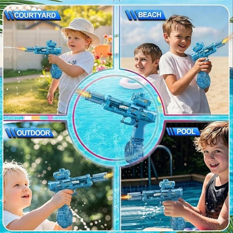 Electric Toy Water Gun with LED Light, Summer Fun, Perfect Father's Day Gift, Large Capacity Continuous Shooting, Outdoor Pool Party Play