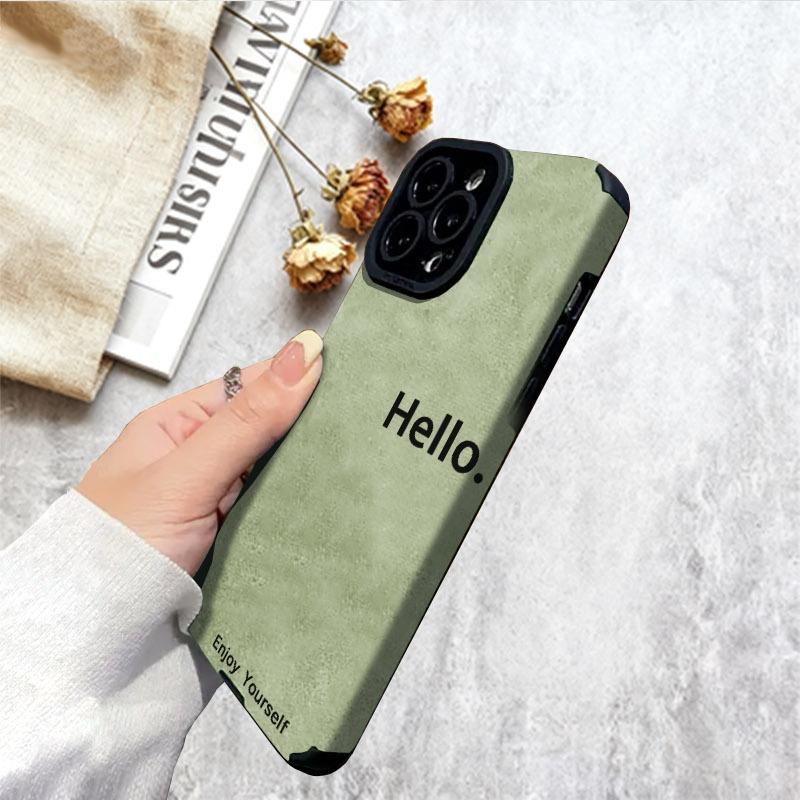 [Product Title]: Phone Case with Multiple Specifications Available, Hello & Enjoy Yourself Design, Plain White Background, Durable Material, Stylish Look, Perfect for Daily Use, Ideal for Mobile Enthusiasts, Adds a Touch of Fun to Your Phone