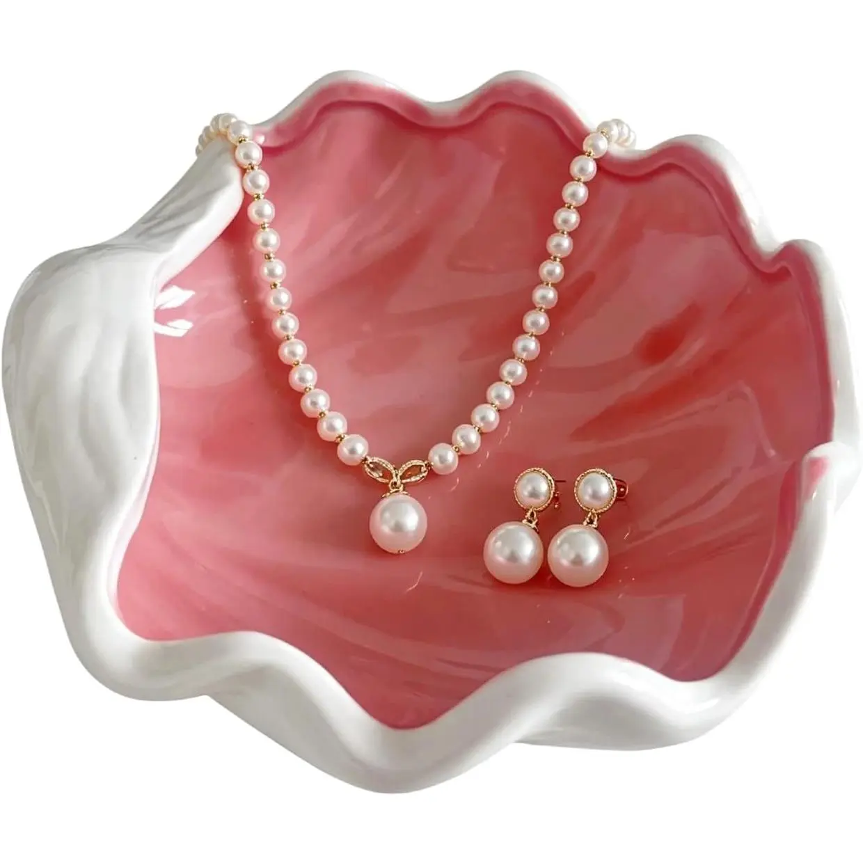 Shell Shape Ceramic  Tray,  Shell Trinket Dish,  Themed Ring Earring Holder, Decorative Organizer for Rings, Earrings, Necklaces, Bracelets, Coastal Beach  Decor ( Shell)