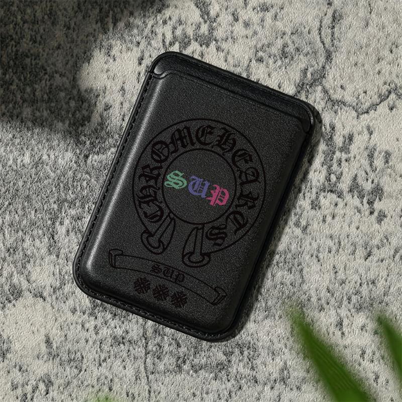 Colorful sup magnetic card holder for iPhone 17/16/15/14/13/12 - Strong magnetic polyurethane leather card holder (can hold 2 cards), comes with a free metal ring adapter - compatible with Samsung/Google/Motorola devices